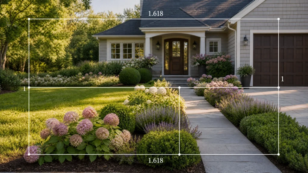 golden ratio front yard design  
