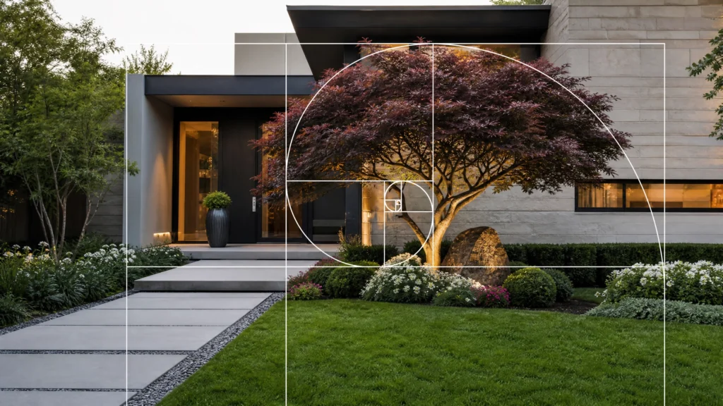 golden ratio front yard design  
